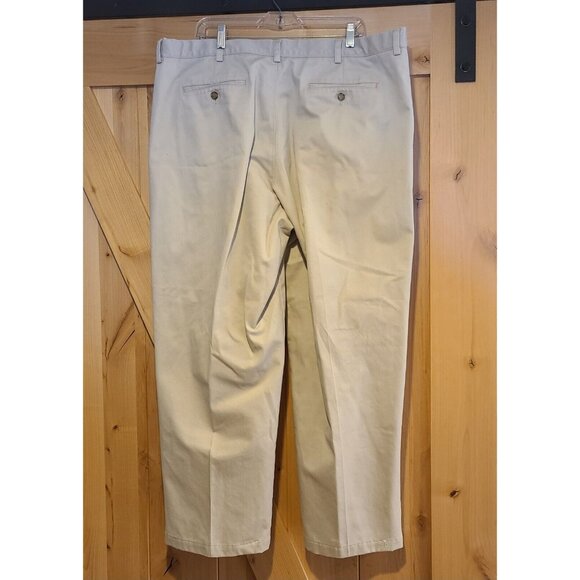 LL Bean Mens 42x29.5" Comfort Waist Tan Khaki Chino Pants *Hemmed* - Picture 2 of 16